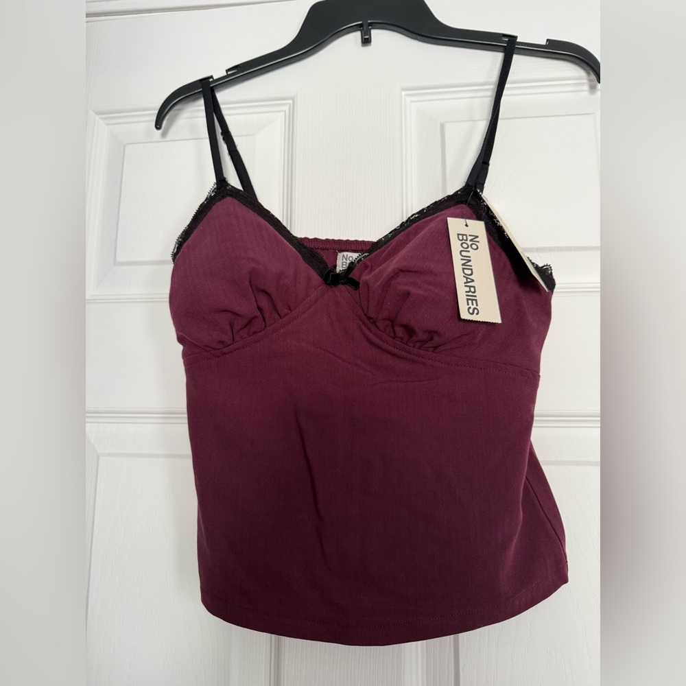 No Boundaries Women's dark cherry Camisole